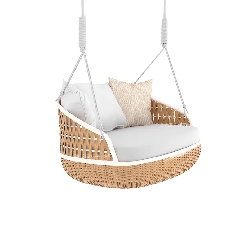 Outdoor swing sling chair hanging basket rattan chair home lazy indoor cradle chair balcony courtyard swing single double Nordic