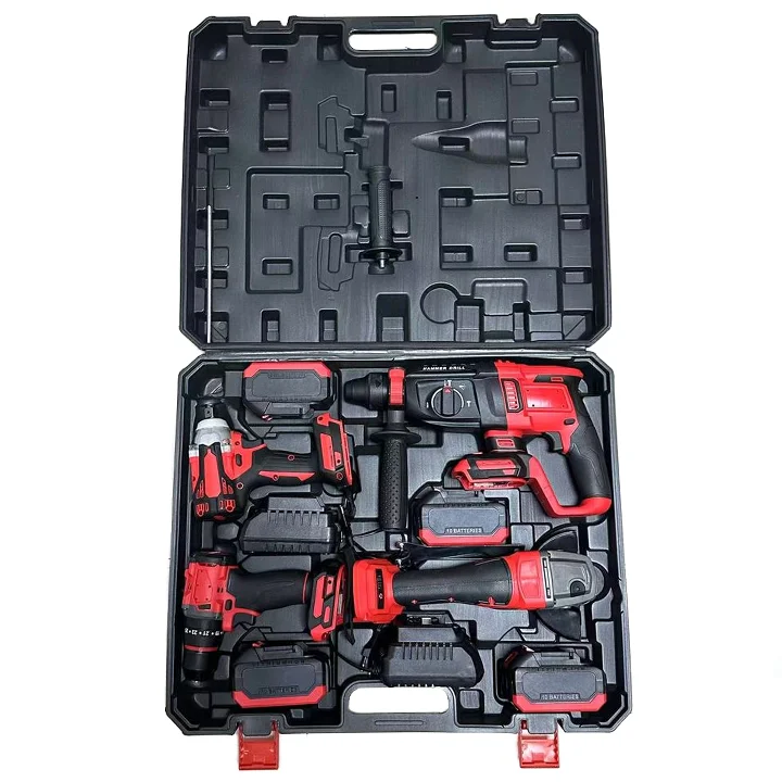 Customisable 21V Electric Cordless Drill Rechargeable Lithium Brushless Impact Wrench Stainless Steel Pick OEM Tool Set Bag