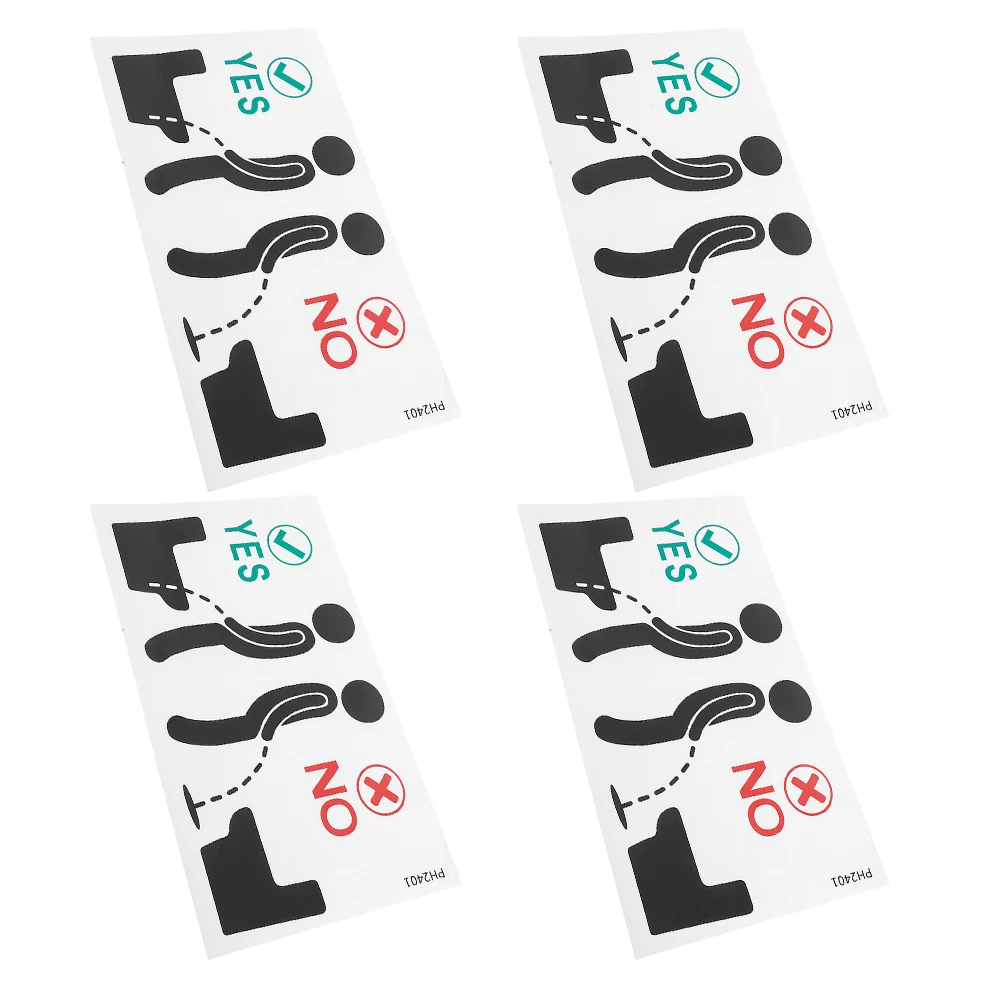 

4 Pcs Bathroom Stickers Waterproof Removable Funny Signs Wall Decor Decals Restroom Reminder Easy Apply PH2401