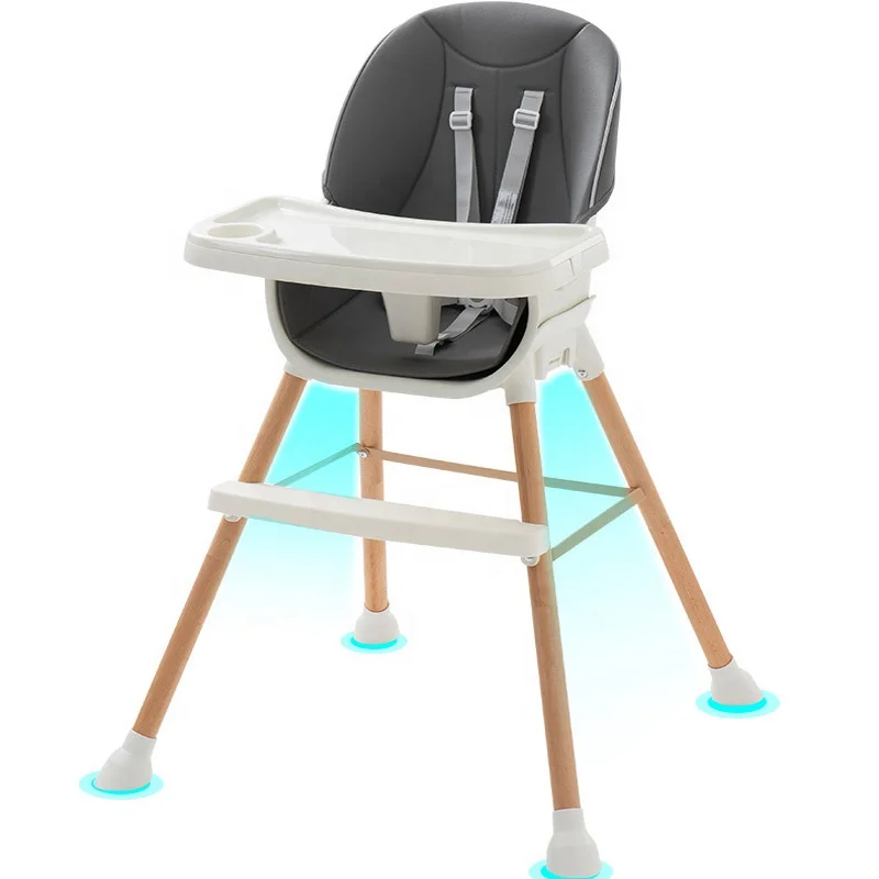 Wooden 5 In 1 Baby High Chair Safety Baby Eating Feeding Chair