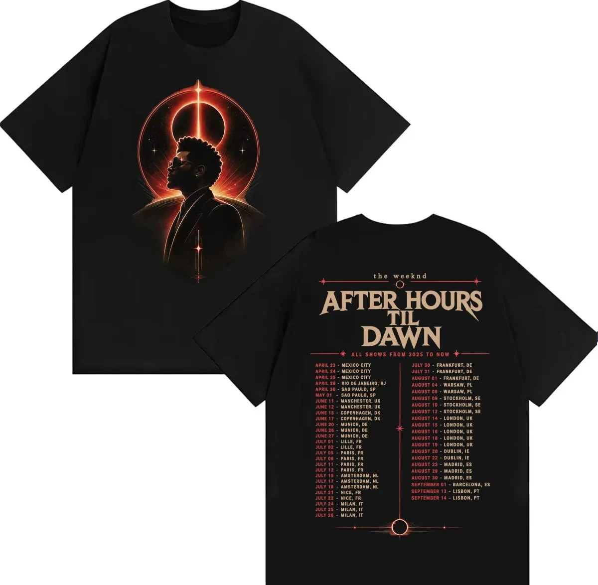 Casual Singer T-shirts Harajuku Rapper After Hours Til Dawn 2026 World Tour Streetwear for Men Women Fashion Fan Gifts Tshirts