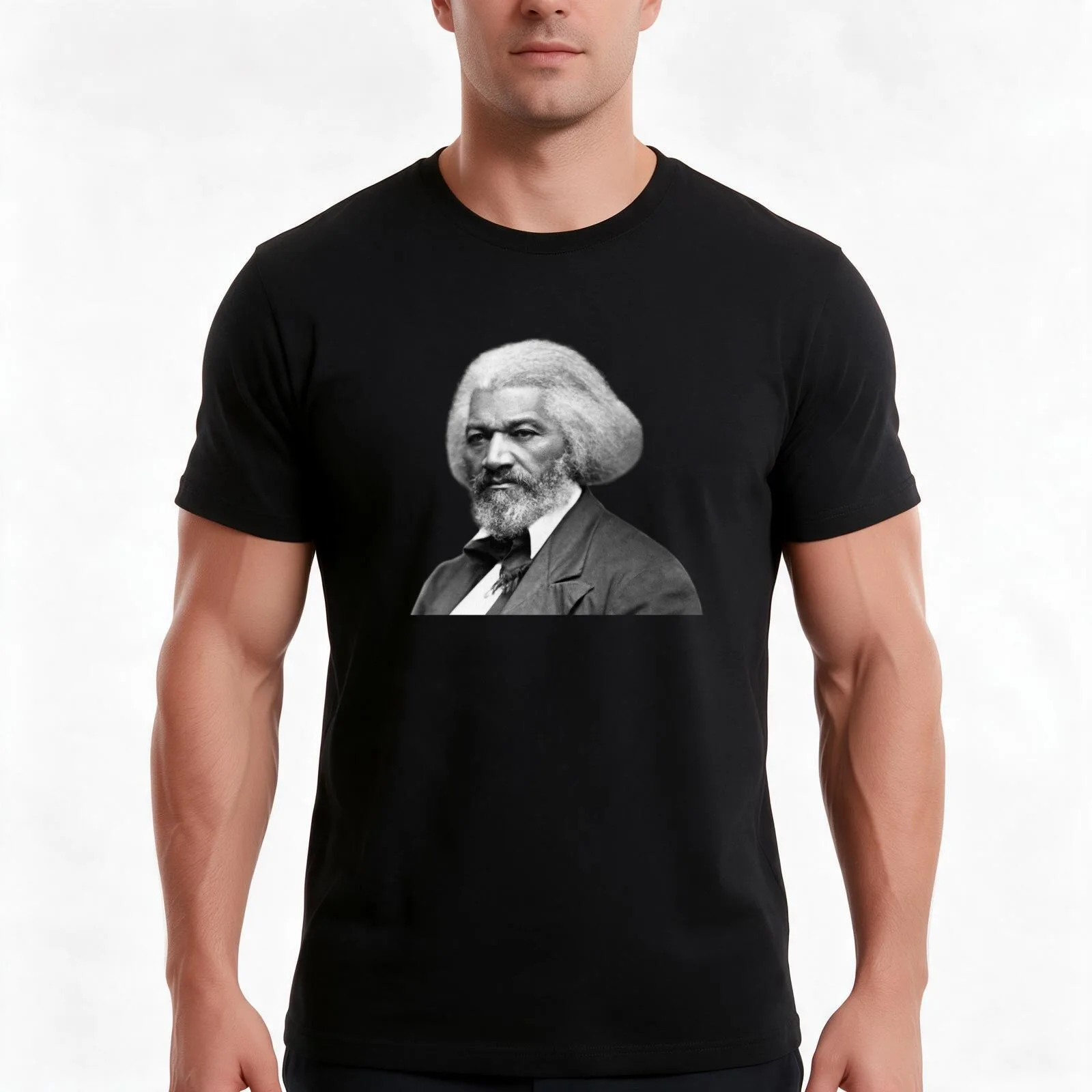 Frederick Douglass T-Shirt, Summer Casual Cotton Tee, Oversized Streetwear Tops, Vintage Graphic Print, Loose Fit Short Sleeve