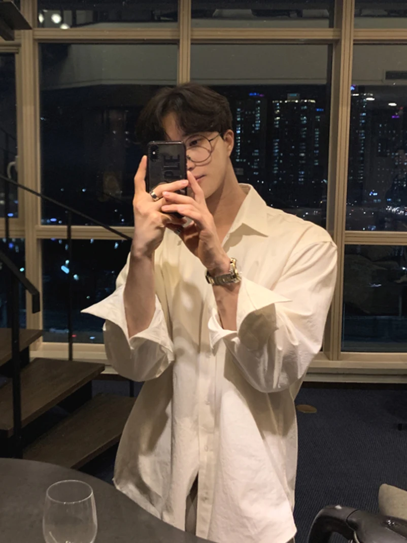 

Lazy Sle Men's Long Sve Loose Fit irt y Boyfriend Trendy Base Layer Sweater White Casual Faionable Youth