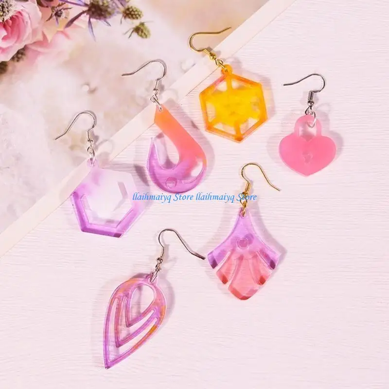 

573B Geometric Earring Mold DIY Necklace Pendant Crystal Epoxy Resin Molds Heart Jewelry Crafts Making Findings