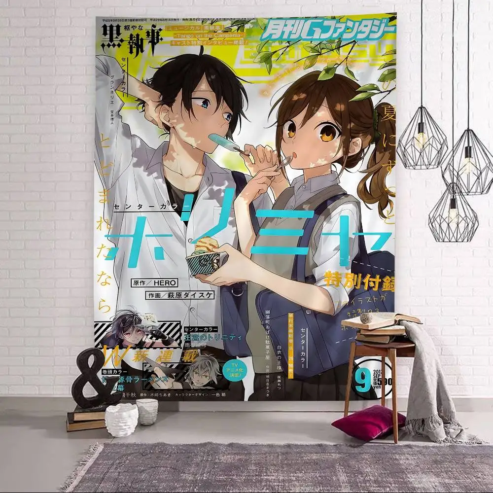 Anime-Figur Horimiya Wandteppich Heimdekoration Hippie Bohemian Dekoration Wahrsagerei Wandbehang Wohnungsdekoration