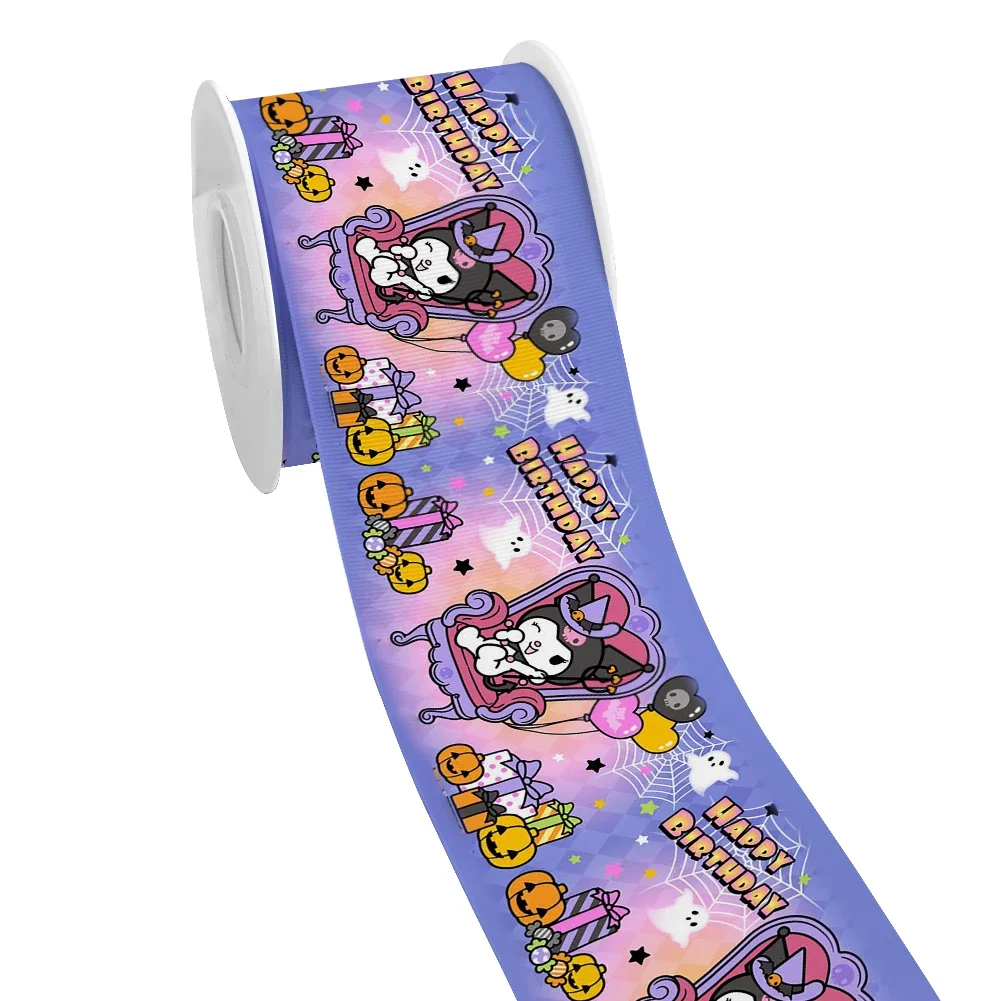 Halloween Sanrio Hello Kitty My Melody stampato Grosgrain/nastro di raso per la testa della ragazza indossare fiocchi per capelli 10 Yards