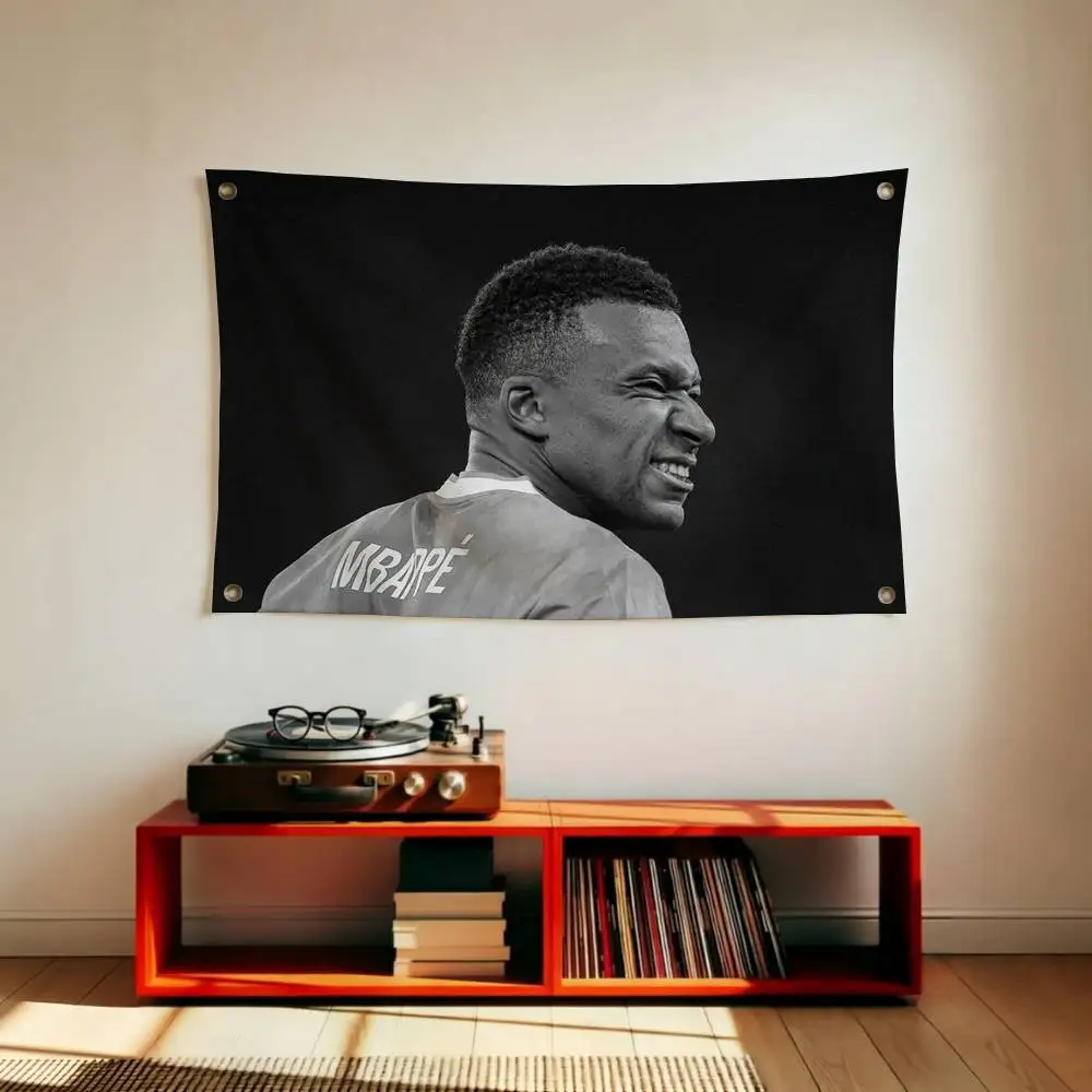 French Supercar Kylian M-Mbappe Football Star Flags for Bedrooms Home Decor Items Outdoor Decors Garage Decoration Flaga