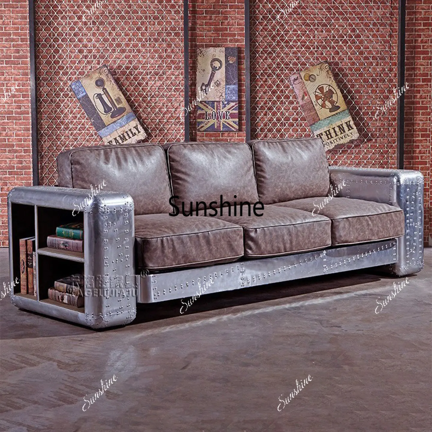 

Medieval creative metal furniture aluminum leather sofa bar commercial