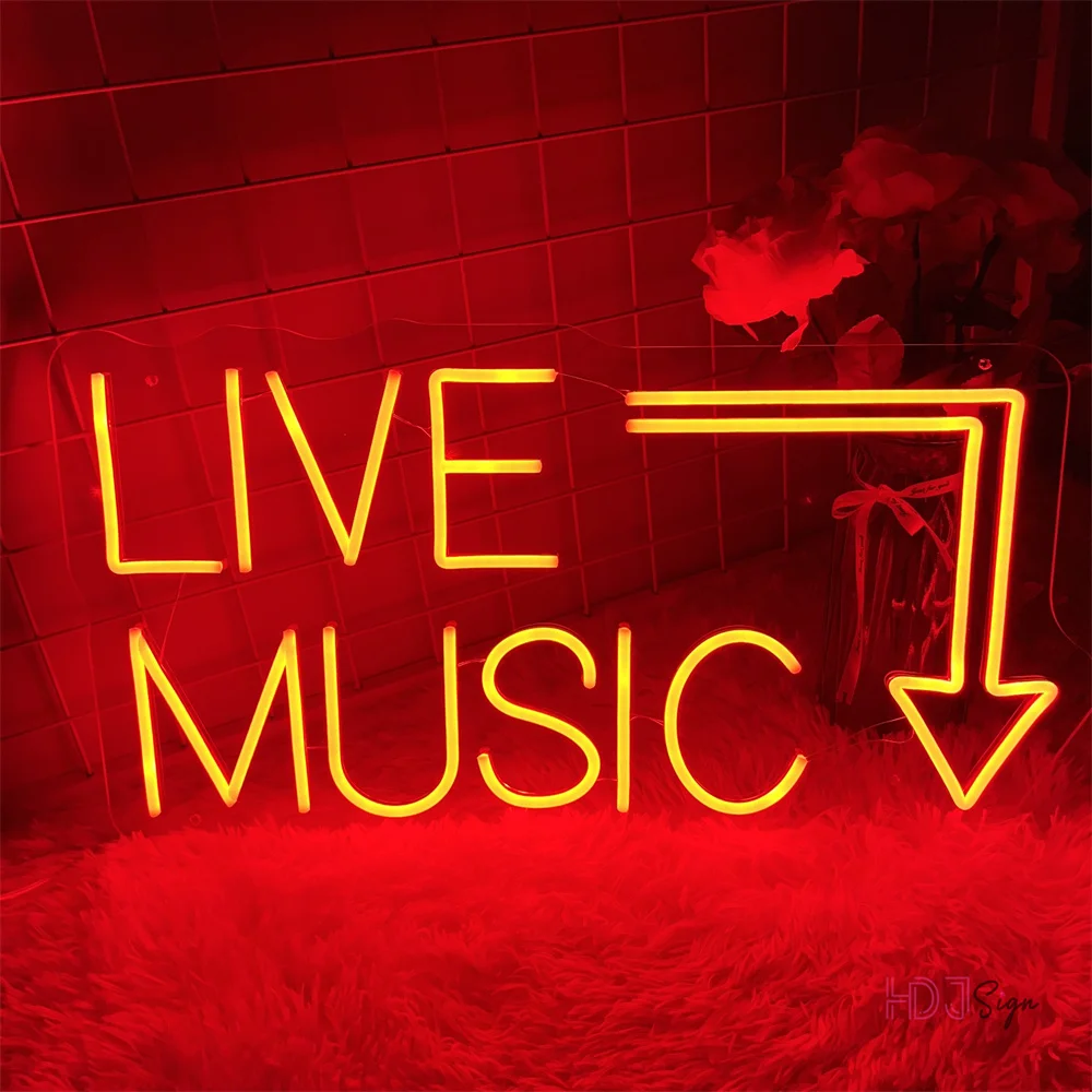 

Live Music Led Neon Sign Art Wall Hanging Room Decor Led Neon Lights Sign for Club Bar Party Concert Live Neon Lamps Decoration