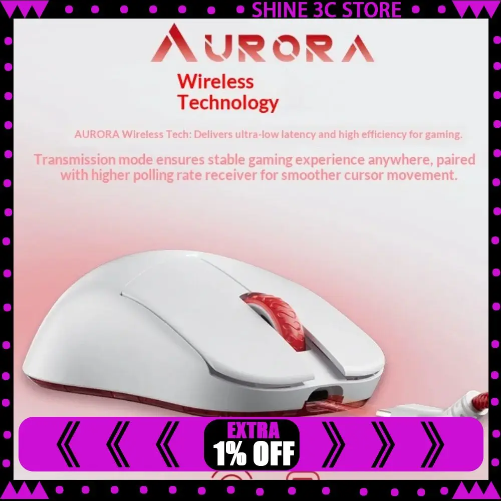 

New LAMZU Atlantis Mini 8K Wireless Gaming Mouse Blazing Snow Red & White Limited Edition 51g Lightweight PAW3950 PC Mouse Gift