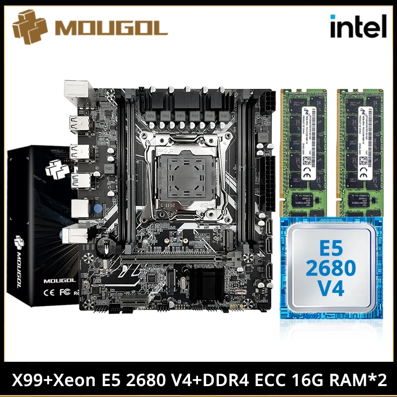 MOUGOL X99 메인보드 세트와 인텔 Xeon E5 2680 V4를 사용한 게임 컴퓨터 구성 리뷰