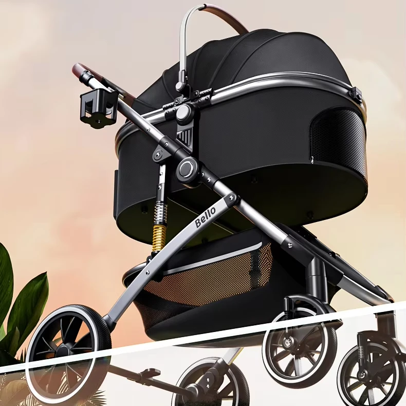 

Маленькая складная коляска для домашних животных с 4-колесным дорожным переносом для собак и кошек, алюминиевый тканевый материал для поездок на автомобиле, уличная вентиляция