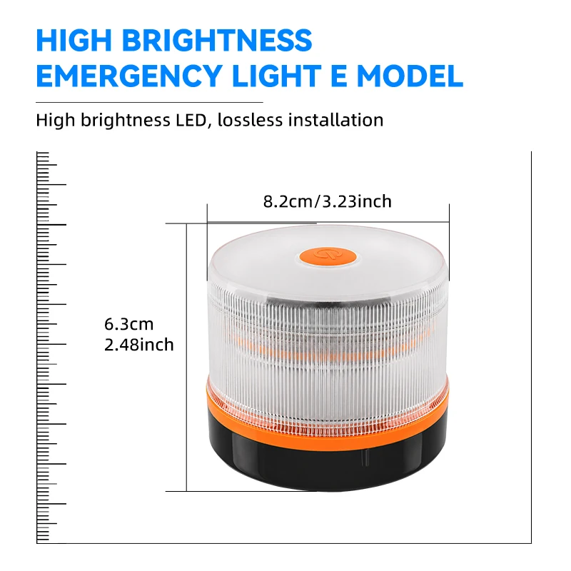 Car Emergency Beacon Light, Battery Powered V16 Magnetic Induction Strobe Flashing Warning Light Help Flash Safety Signal Lamp for Roadside Breakdown, Traffic Alert, High Brightness 360° Visible LED Emergency Lamp, Strong Magnetic Base, Waterproof Portabl