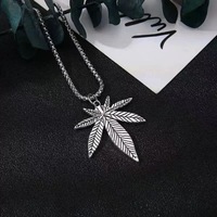 Fashion maple leaf stainless steel pendant necklace hip-hop punk style party disco necklace unisex lucky gift