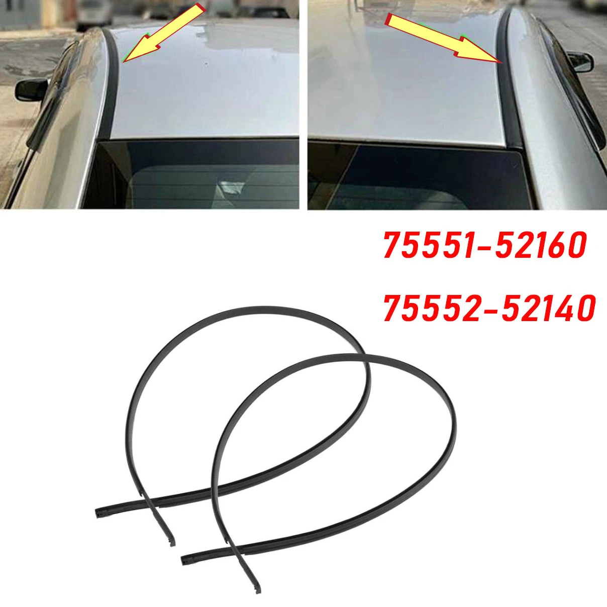 75551-52160 75552-52140 L+R Side Roof Drip Moulding Trim Set For Toyota Yaris Sedan 2007 2008-2011