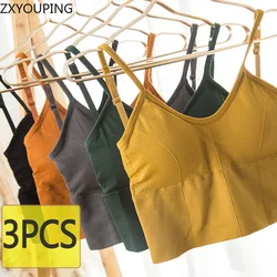 3PCS Women‘s Sports Bra Large Bust Wirefree Non Padded Athletic Bra Medium Impact Supportive Lettered Straps Yoga Bras