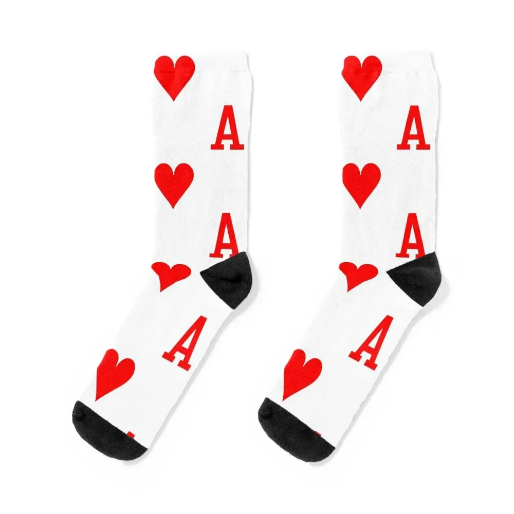 การ์ดเล่น Ace Of Hearts - นักมายากลและผู้เล่นโป๊กเกอร์ถุงเท้าน่ารักกีฬาผ้าฝ้ายกันลื่นฟุตบอลถุงเท้าผู้ชายผู้หญิง