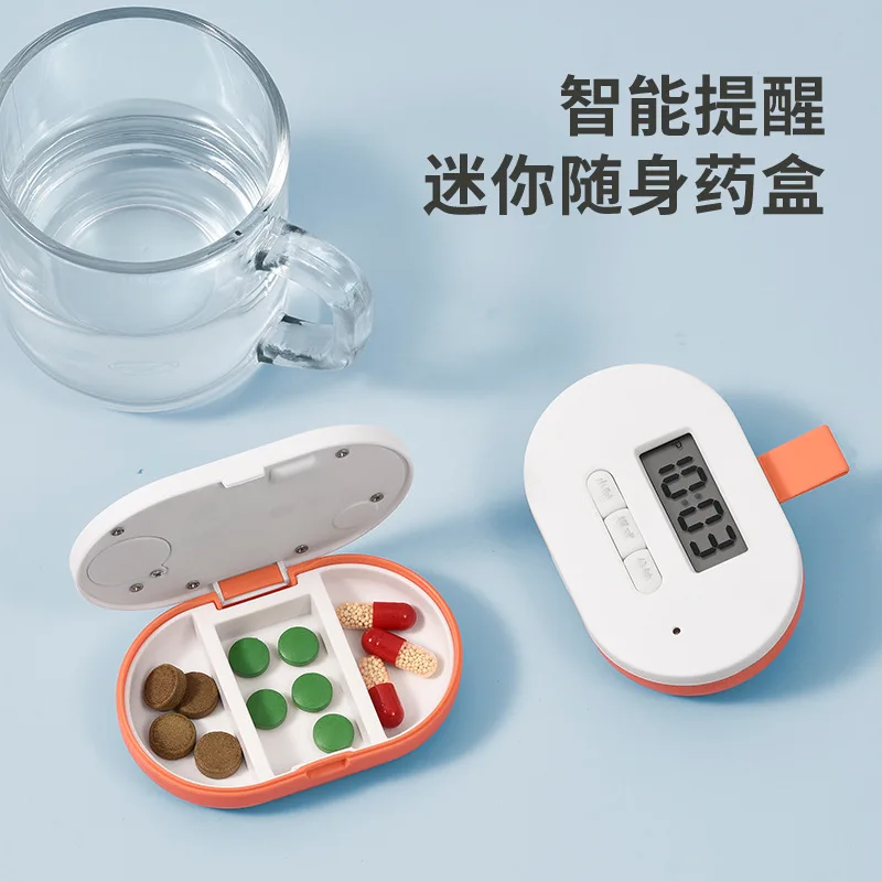 Portable Electronic Medicine Box Intelligent Reminder Medication Tool Pill Cases with Timed Voice Alarm Clock Pill Packaging Box