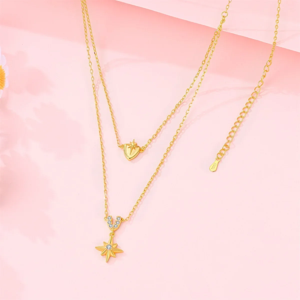 Cross Heart Star Shield Crystal Multi Charms Pendant Necklace Silver Woman's Necklace Jewelry Anniversary Valentine Gift