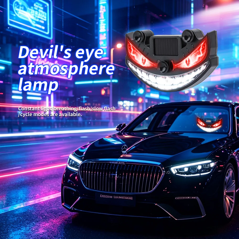 Universal Devil's Eye Ambient Light Solar/Type-C Charging Dynamic LED Cool Flashing Warning Decorative Safety Car Signal Lights