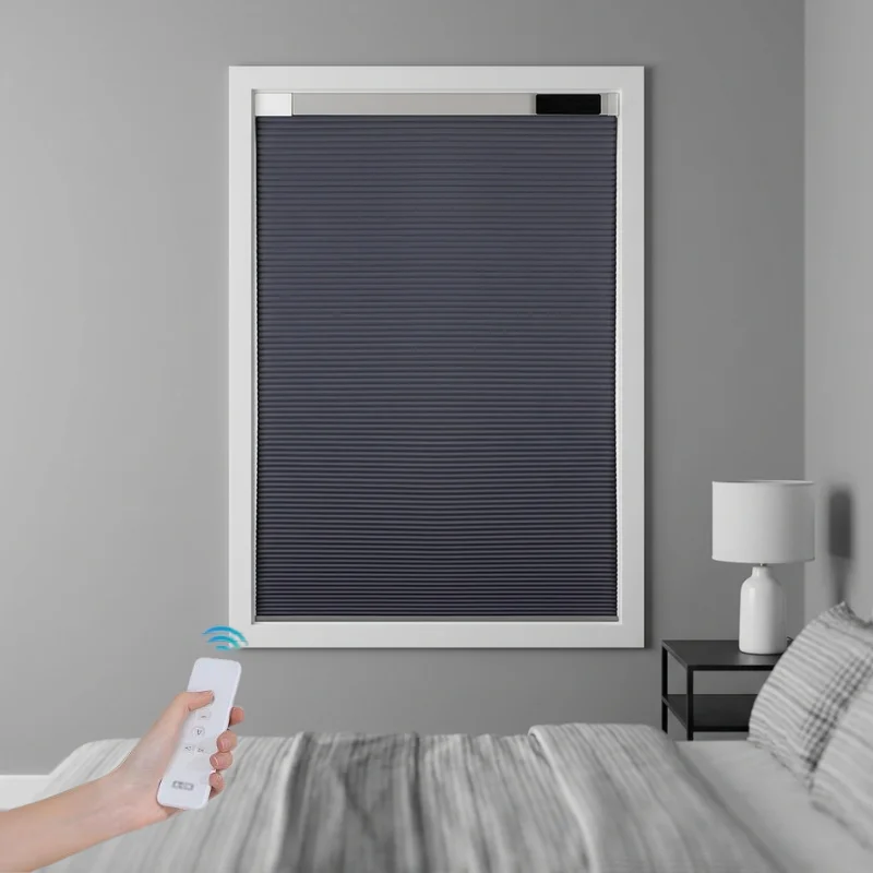 Customized Size Cordless Cellular Shade Electric Honeycomb Shade Smart Home 100% Blackout Honeycomb Blind for Bedroom
