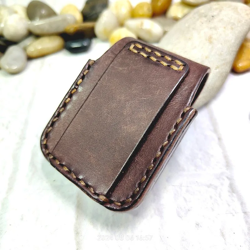 Fit for Zippo Sheath Gennuine Leather Lighter Case Waist Pack  Lighter Holder Belt Bag Handmade Customized  DFD-ZP