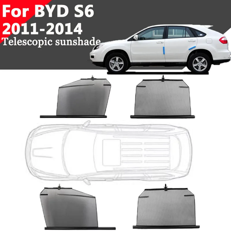 For BYD S6 2011-2014 Car Telescopic Sunshade Side Window Curtain Sun UV Protection Retractable Visor Auto Accessories