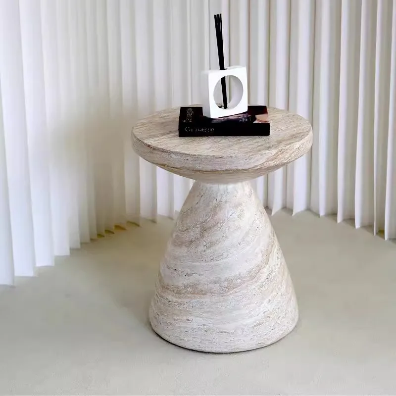 

Modern Imitation Stone Side Table Minimalist Geometric Coffee Desk for Sofa Mobile Indoor End Table Luxury Accent Home Furniture