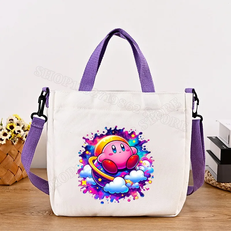 Kirby Niedliche Handtaschen, Umhängetaschen für Damen, Cartoon-Motiv-Druck, Umhängetasche, Jungen und Mädchen, modische Handtasche, Geburtstagsparty-Geschenke