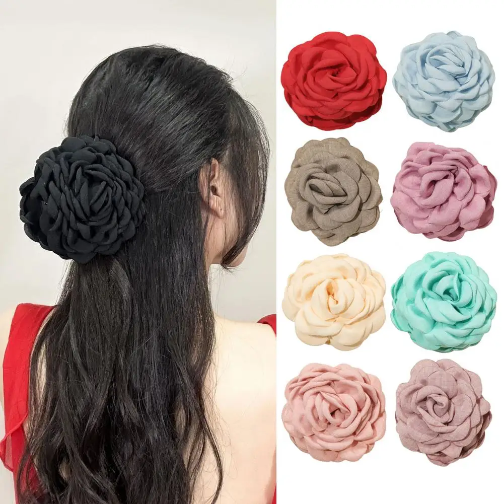 

Decorative Hair Clip Shower Hair Claw with Strong Grip Back Head Hair Clip 3d Rose Flower Claw Anti-slip Teeth for Women