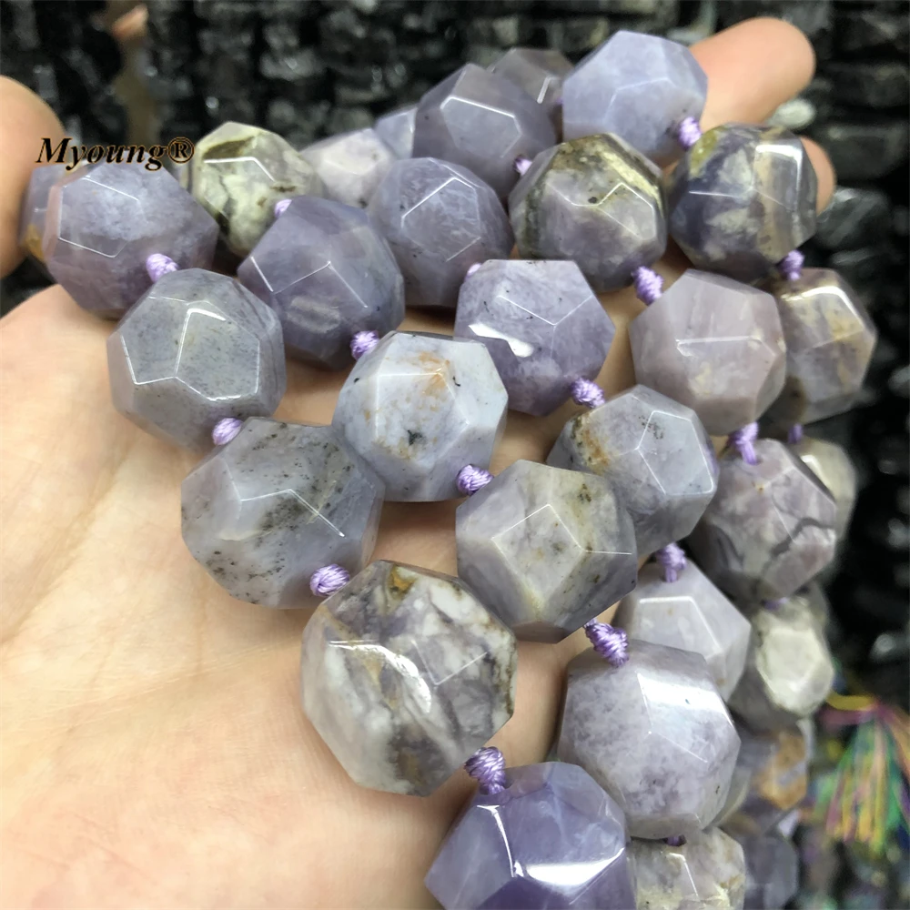 

18MM Large Natural Lavender Quartz Angelite Stone Cutting Nugget Beads For Jewelry Making MY220796