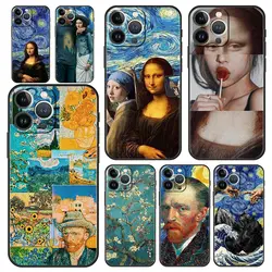 Luxury Phone Case For iPhone 16 15 14 11 Pro Max 13 12 XS X XR 7 8 Plus Mona Lisa Van gogh Oil Painting Art Cover Funda