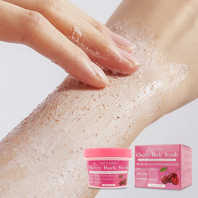 Cherry Body Scrub Gentle Exfoliating Moisturizing Deep Cleansing Hydrating Nourishment Skin Texture Tone Improvement