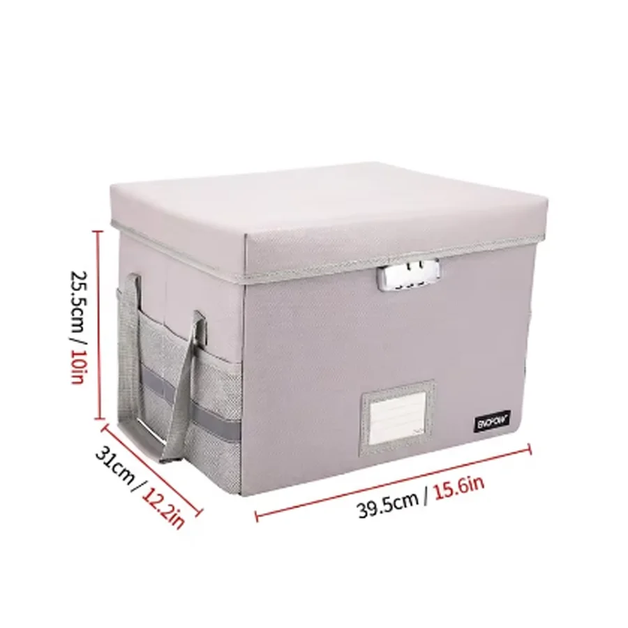 Back-to-School Season: Fireproof Document Storage Box with Lid—Foldable, Lockable, and Reflective Strips; Holds Books