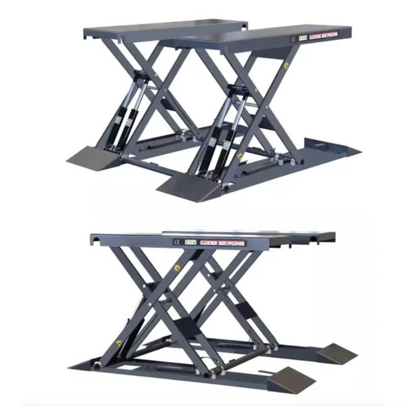 Scissor Lift Car Hoist 1.4m Portable Flooring Jack Outdoor Bridge Version Electric Auto Lift for Small Garage Repair