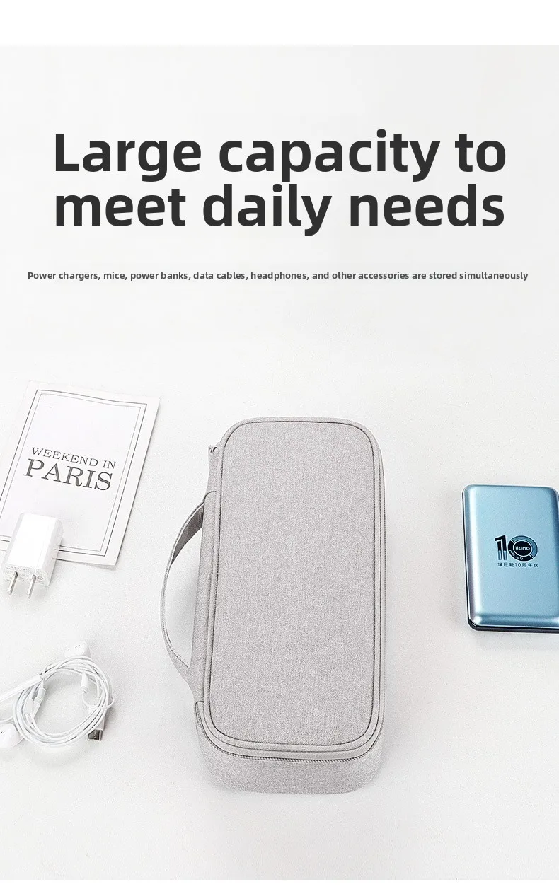Aufbewahrungstasche für digitales Zubehör, große Kapazität, Kabel-Organizer-Tasche für Telefon, Powerbank, USB – Detail 4