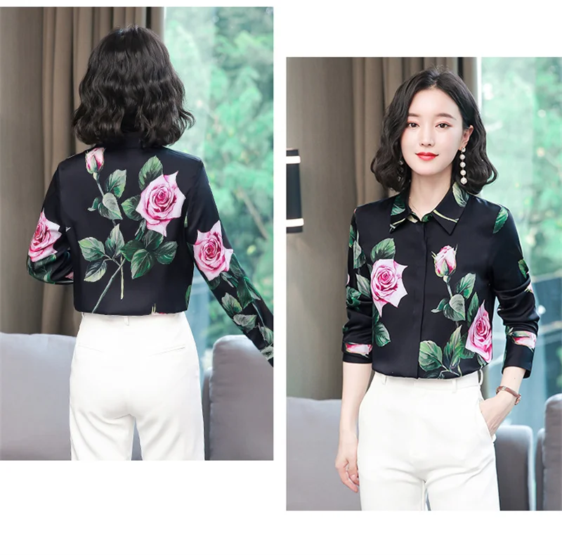 FANIECES 2024 Women shirt blouses Elegant Flower Shirt 3D Print High quality Long Sleeve Large size Female clothing Blouse 6211