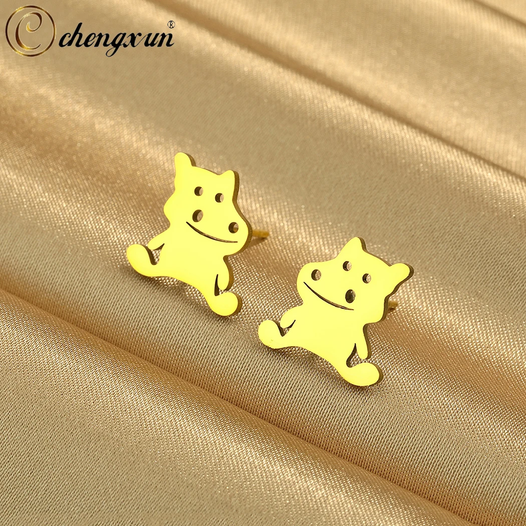 CHENGXUN Hippo Studs Hippo Earrings Kids Jewelry Gift Animal Jewelry Birthday Party Gifts for Men and Women