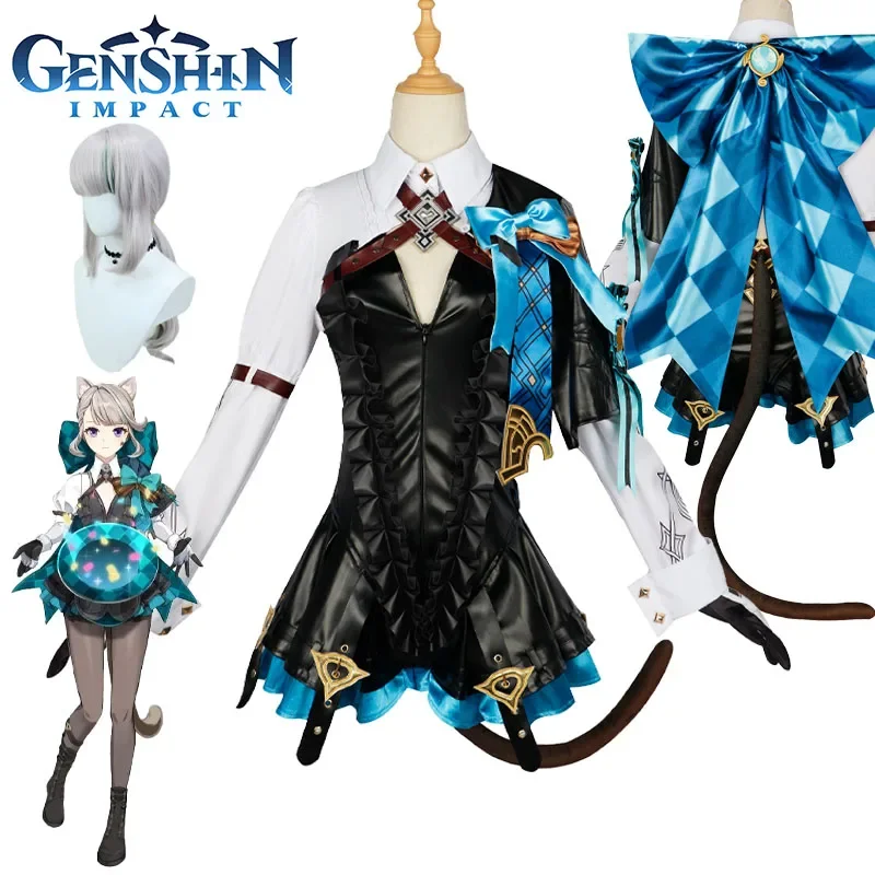 

Game Genshin Impact Lynette Cosplay Costume Wig Headwear Accessories Outfits Halloween Carnival Party Role Play Uniform Women