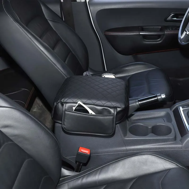 1Pcs Leather Black For Volkswagen Amarok 2011-2022 Car Center Console Armrest Box Cover Car Modification Accessories