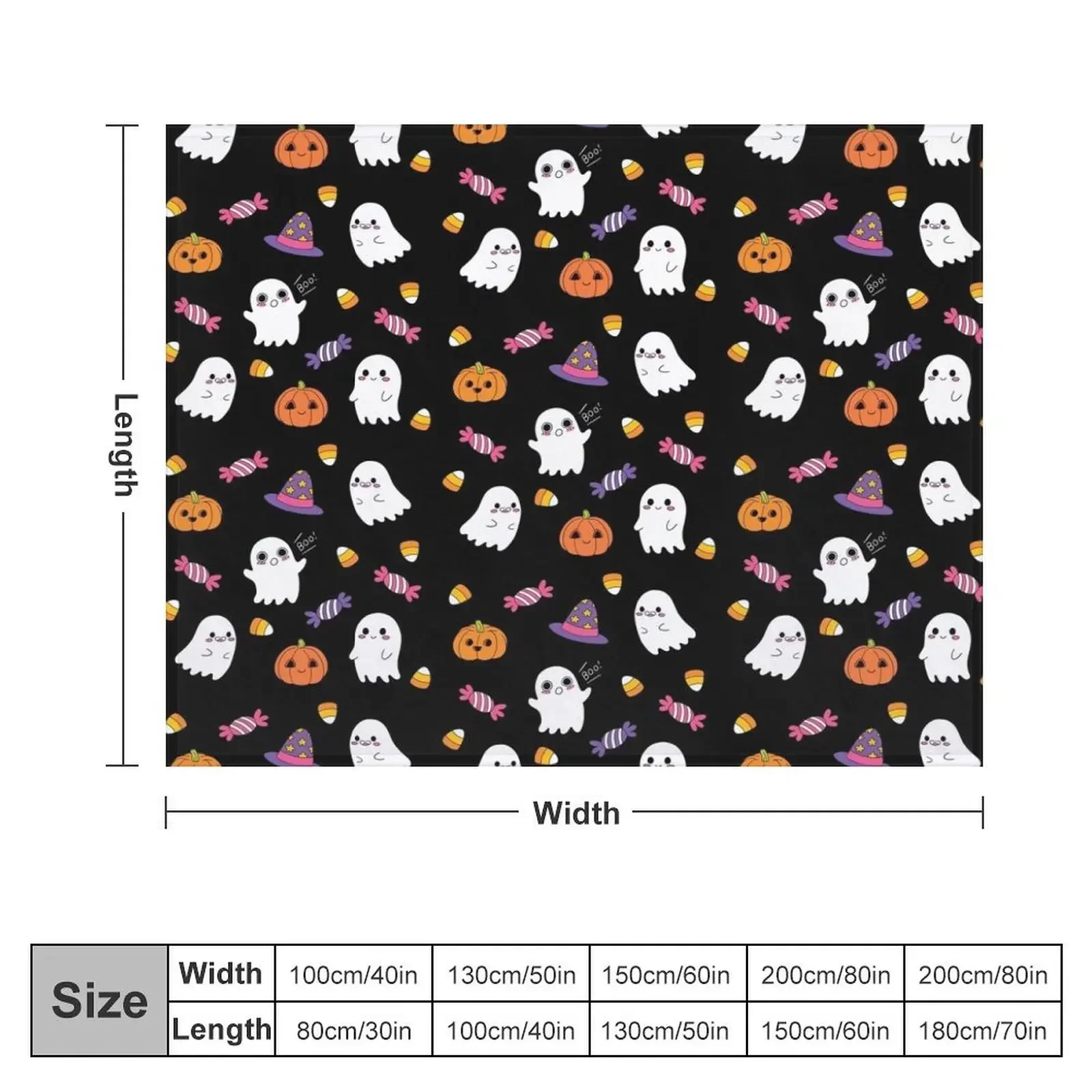 Cute Spoopy Ghosts and Halloween Candy Throw Blanket Plaid Sofa Sofas Blankets