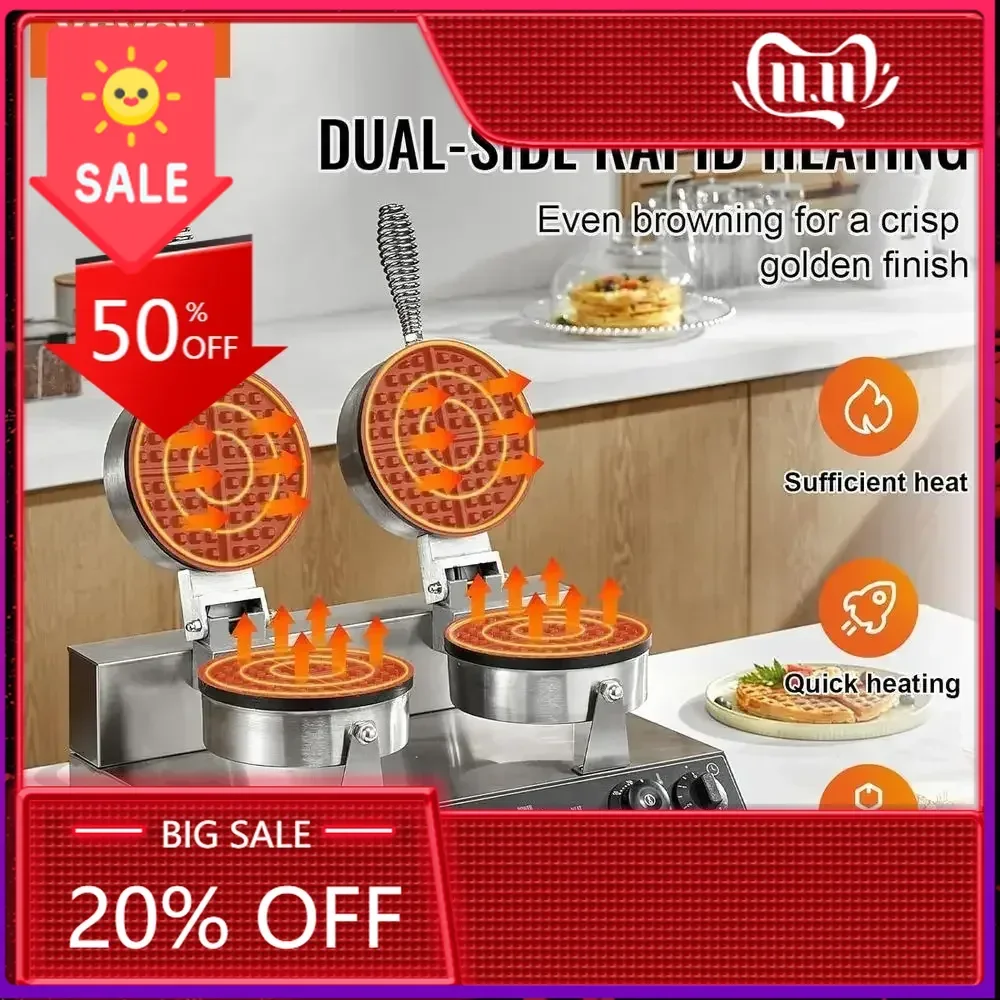 

Бестселлер: Двухсекционная вафельница из нержавеющей стали с антипригарным покрытием, 2460 Вт, с регулировкой температуры и таймером, для домашнего и коммерческого использования