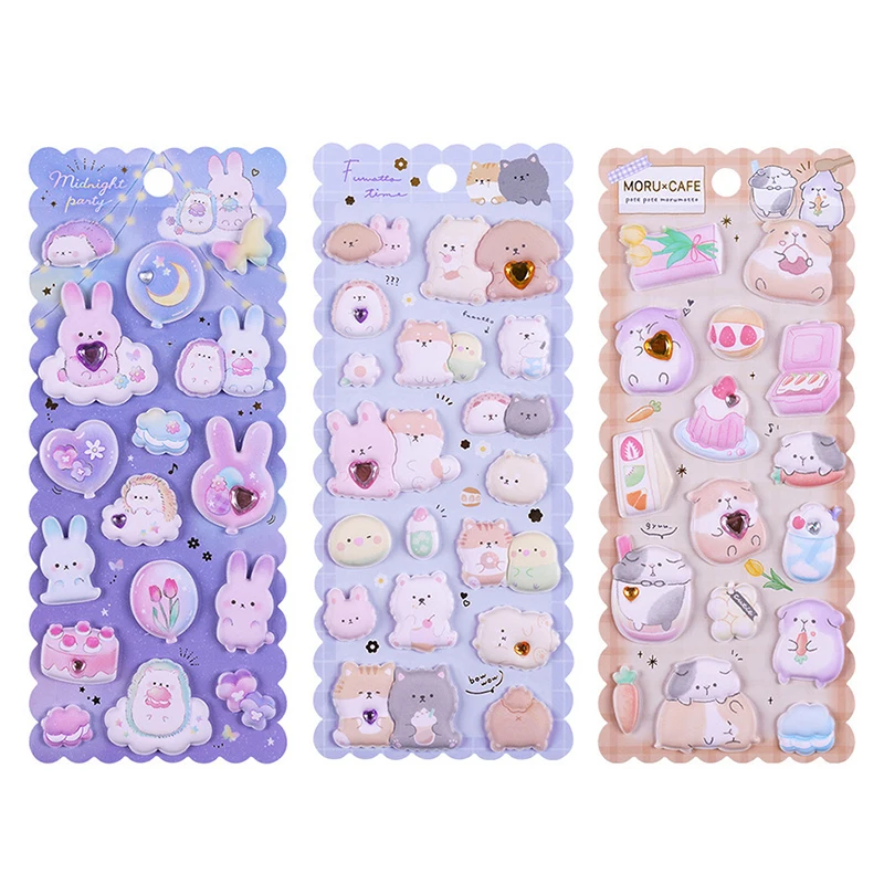 1 Stuks Kawaii Cartoon Stickers Schattige 3d Gezwollen Sticker Kinderen Dagboek Scrapbooking Briefpapier Sticker Kinderen Prijs Geschenken