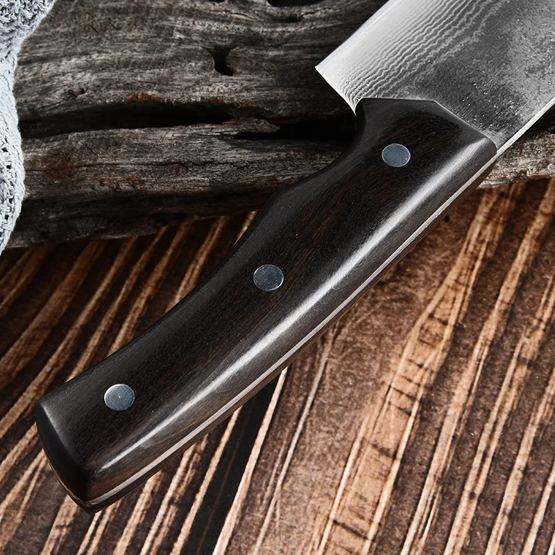 Chef Knife Wood Handle Damascus Steel Blade Sharp Cleaver Fish Meat Slicing Vegetables Professional Kitchen Knives Cooking Tools