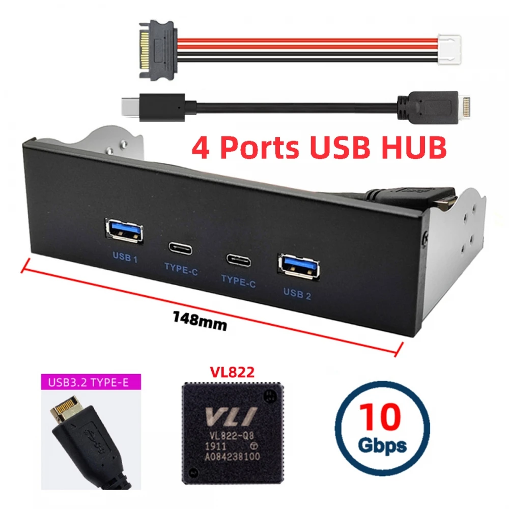 usb-32-gen-2-front-panel-10gbps-usb-31-type-a-type-c-hub-4-ports-to-motherboard-type-e-connector-cable-for-525-cd-rom-bay