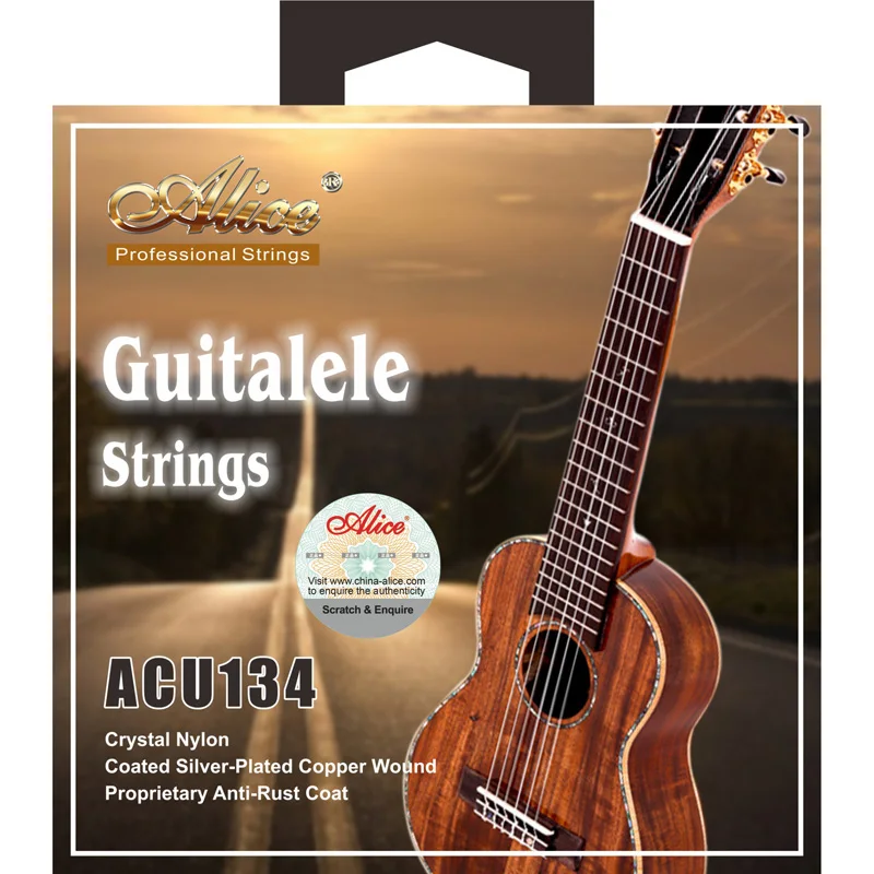 Alice ACU134 Nylon transparente plateado cobre bobinado revestimiento antioxidante 28 "30" cuerdas de Guitalele de concierto
