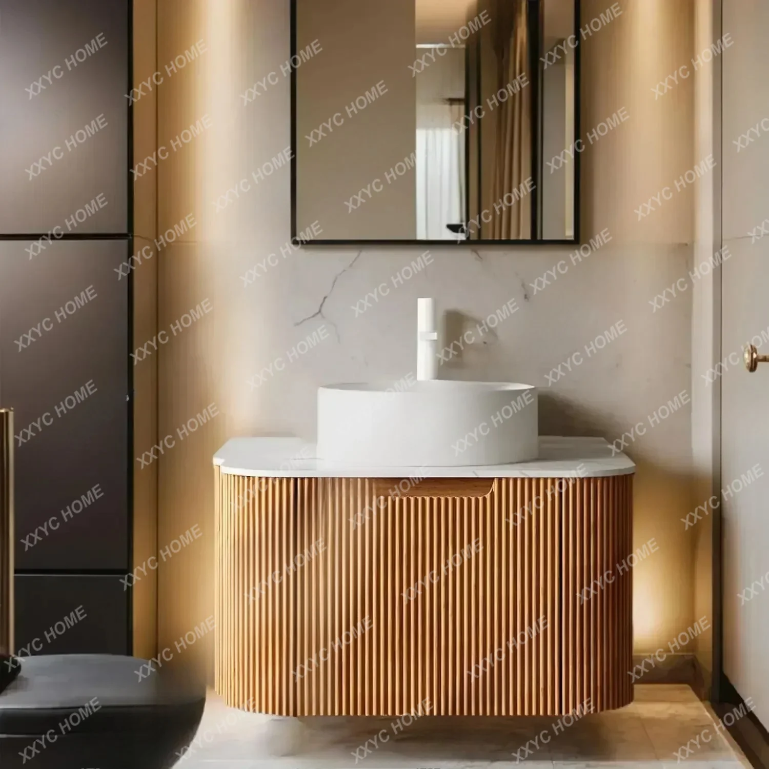 XX XCabinet Floating With Marble Top&Basin Ultra-Thin Ceramic  Modern Minimalist 24-Inch Bathroom Vanity W/Sink,Large Stora
