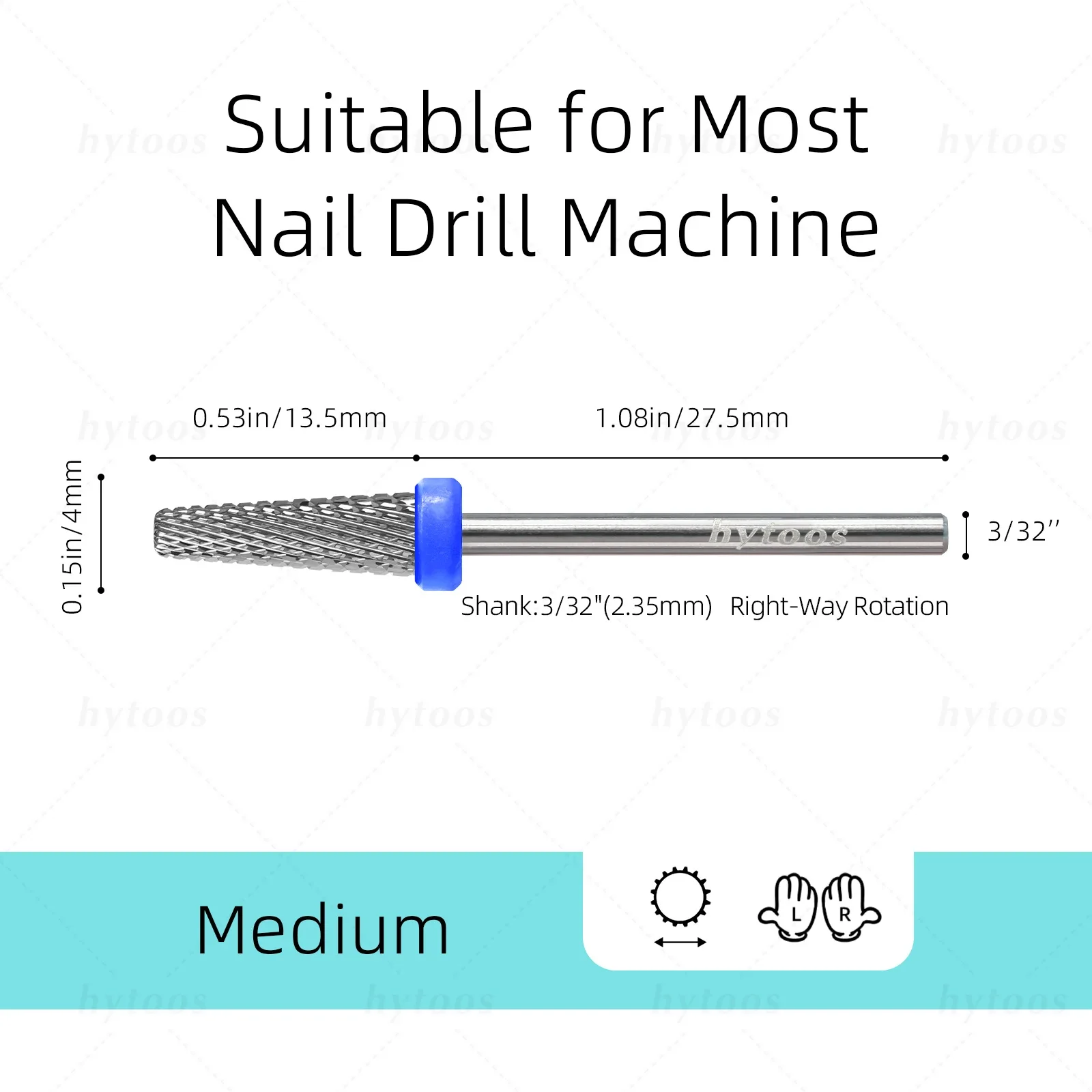 HYTOOS 4mm 5 in 1 Nail Drill Bits Professional Acrylic Carbide Bits Manicure Gel Polish Remover Tool Electric Drills Accessories