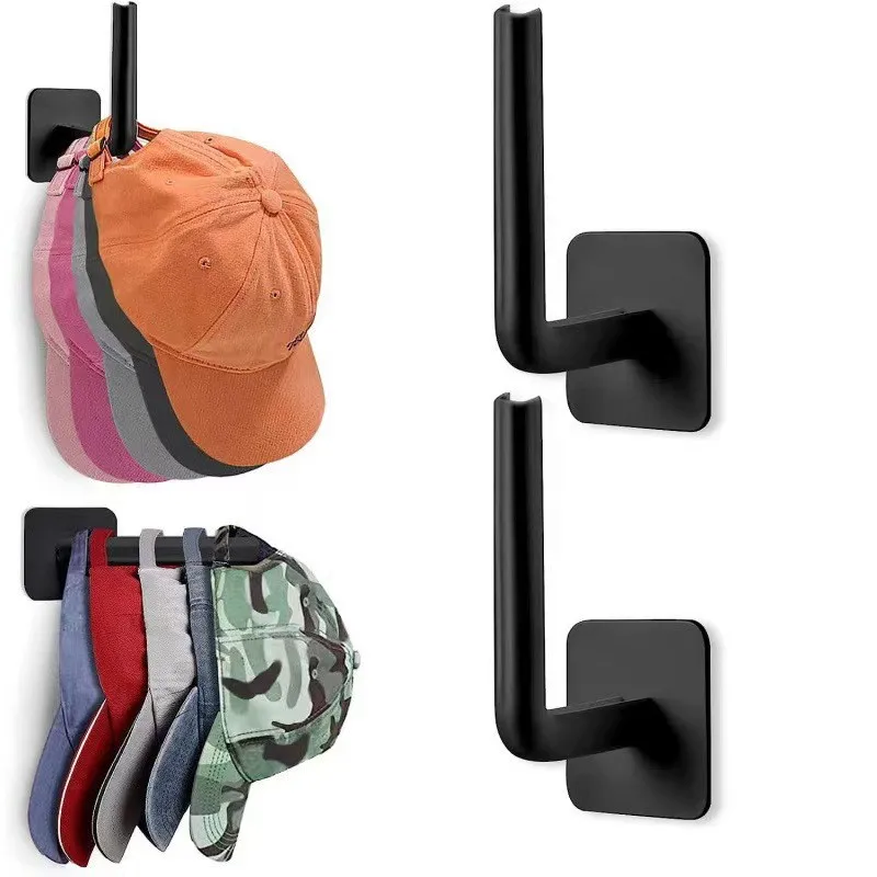 1/2/4Pcs Wall Mount Hat Hook Rack, Punch‑Free Strong Self‑Adhesive Sticky Hooks for Bedroom Hat Cap Storage Organizer