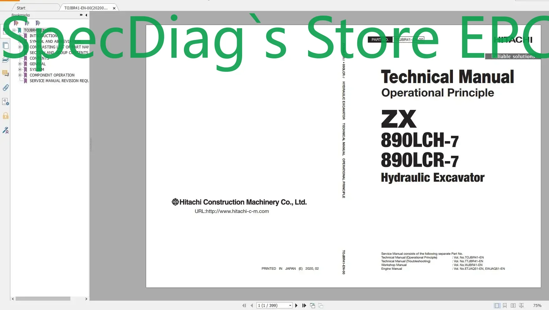 

SpecDiag Hitachi Excavator ZX Обновленное 2021, 11,4 ГБ Техническое руководство, каталог деталей, руководство по мастерской, схема схемы